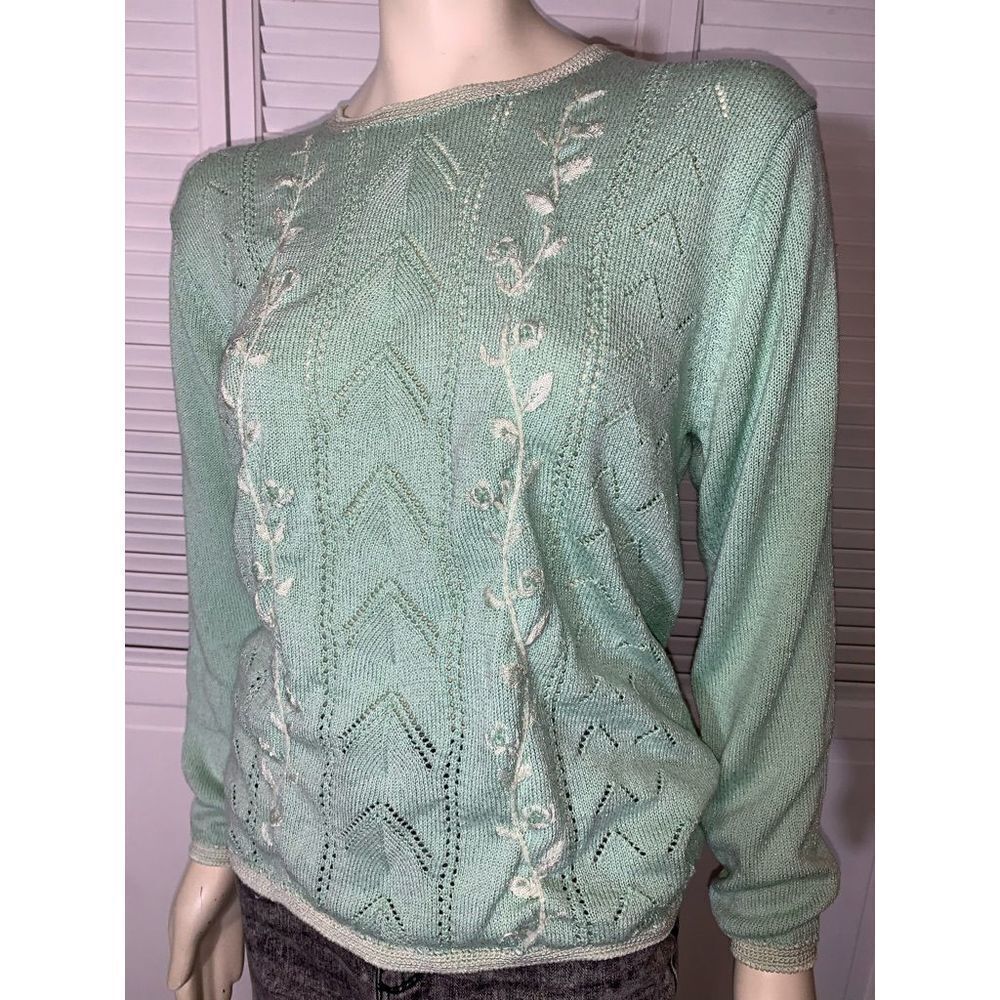 Vintage Pastel Embroidered Knit Sweater Large‎ - Picture 10 of 16